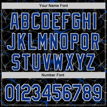 Загрузить изображение в средство просмотра галереи, Custom Black Royal-White Abstract Network 3D Pattern Design Bomber Full-Snap Varsity Letterman Hoodie Jacket
