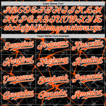 Загрузить изображение в средство просмотра галереи, Custom Black Orange-White Abstract Network 3D Pattern Design Bomber Full-Snap Varsity Letterman Hoodie Jacket
