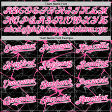 Загрузить изображение в средство просмотра галереи, Custom Black Pink-White Abstract Network 3D Pattern Design Bomber Full-Snap Varsity Letterman Hoodie Jacket
