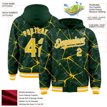 Загрузить изображение в средство просмотра галереи, Custom Green Yellow-White Abstract Network 3D Pattern Design Bomber Full-Snap Varsity Letterman Hoodie Jacket
