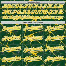 Загрузить изображение в средство просмотра галереи, Custom Green Yellow-White Abstract Network 3D Pattern Design Bomber Full-Snap Varsity Letterman Hoodie Jacket
