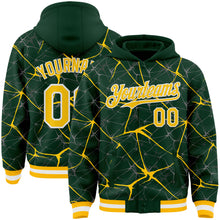 Загрузить изображение в средство просмотра галереи, Custom Green Yellow-White Abstract Network 3D Pattern Design Bomber Full-Snap Varsity Letterman Hoodie Jacket
