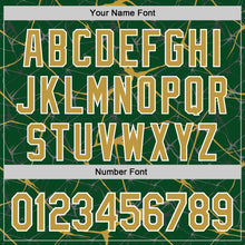 Загрузить изображение в средство просмотра галереи, Custom Green Old Gold-White Abstract Network 3D Pattern Design Bomber Full-Snap Varsity Letterman Hoodie Jacket
