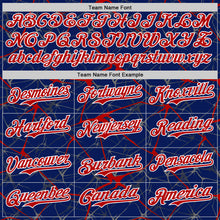 Charger l&#39;image dans la galerie, Custom Royal Red-White Abstract Network 3D Pattern Design Bomber Full-Snap Varsity Letterman Hoodie Jacket
