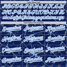 Загрузить изображение в средство просмотра галереи, Custom Royal Light Blue-White Abstract Network 3D Pattern Design Bomber Full-Snap Varsity Letterman Hoodie Jacket
