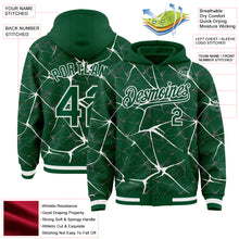 Load image into Gallery viewer, Custom Kelly Green White Abstract Network 3D Pattern Design Bomber Full-Snap Varsity Letterman Hoodie Jacket
