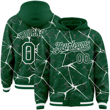 Load image into Gallery viewer, Custom Kelly Green White Abstract Network 3D Pattern Design Bomber Full-Snap Varsity Letterman Hoodie Jacket

