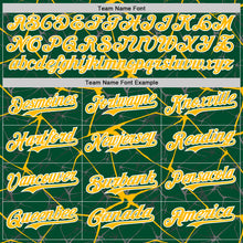 Load image into Gallery viewer, Custom Kelly Green Gold-White Abstract Network 3D Pattern Design Bomber Full-Snap Varsity Letterman Hoodie Jacket
