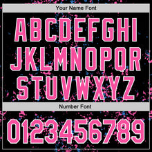 Load image into Gallery viewer, Custom Black Pink Sky Blue-White Fragment 3D Pattern Design Bomber Full-Snap Varsity Letterman Hoodie Jacket
