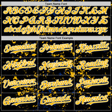 Load image into Gallery viewer, Custom Black Gold Royal-White Fragment 3D Pattern Design Bomber Full-Snap Varsity Letterman Hoodie Jacket
