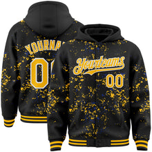 Load image into Gallery viewer, Custom Black Gold Royal-White Fragment 3D Pattern Design Bomber Full-Snap Varsity Letterman Hoodie Jacket
