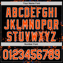 Load image into Gallery viewer, Custom Black Orange Royal-White Fragment 3D Pattern Design Bomber Full-Snap Varsity Letterman Hoodie Jacket
