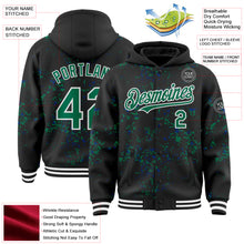 Load image into Gallery viewer, Custom Black Kelly Green Royal-White Fragment 3D Pattern Design Bomber Full-Snap Varsity Letterman Hoodie Jacket
