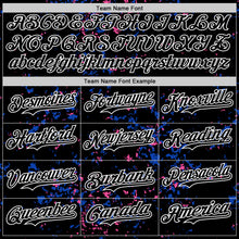 Загрузить изображение в средство просмотра галереи, Custom Black Thunder Blue Pink-White Fragment 3D Pattern Design Bomber Full-Snap Varsity Letterman Hoodie Jacket
