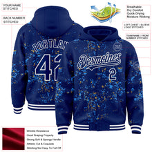 Load image into Gallery viewer, Custom Royal Powder Blue Old Gold-White Fragment 3D Pattern Design Bomber Full-Snap Varsity Letterman Hoodie Jacket
