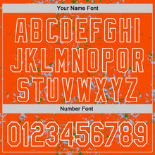 Load image into Gallery viewer, Custom Orange Light Blue Grass Green-White Fragment 3D Pattern Design Bomber Full-Snap Varsity Letterman Hoodie Jacket
