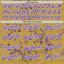 Load image into Gallery viewer, Custom Old Gold Purple Black-White Fragment 3D Pattern Design Bomber Full-Snap Varsity Letterman Hoodie Jacket
