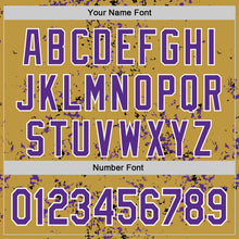 Load image into Gallery viewer, Custom Old Gold Purple Black-White Fragment 3D Pattern Design Bomber Full-Snap Varsity Letterman Hoodie Jacket
