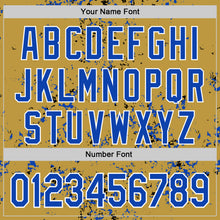Load image into Gallery viewer, Custom Old Gold Thunder Blue Black-White Fragment 3D Pattern Design Bomber Full-Snap Varsity Letterman Hoodie Jacket
