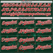 Load image into Gallery viewer, Custom Green Red Kelly Green-White Fragment 3D Pattern Design Bomber Full-Snap Varsity Letterman Hoodie Jacket
