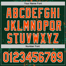 Загрузить изображение в средство просмотра галереи, Custom Green Orange Kelly Green-White Fragment 3D Pattern Design Bomber Full-Snap Varsity Letterman Hoodie Jacket
