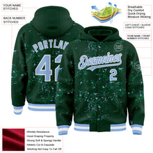 Загрузить изображение в средство просмотра галереи, Custom Green Light Blue Kelly Green-White Fragment 3D Pattern Design Bomber Full-Snap Varsity Letterman Hoodie Jacket
