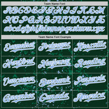 Загрузить изображение в средство просмотра галереи, Custom Green Light Blue Kelly Green-White Fragment 3D Pattern Design Bomber Full-Snap Varsity Letterman Hoodie Jacket
