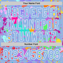 Загрузить изображение в средство просмотра галереи, Custom Graffiti Pattern Light Blue-White Splash Bomber Full-Snap Varsity Letterman Hoodie Jacket
