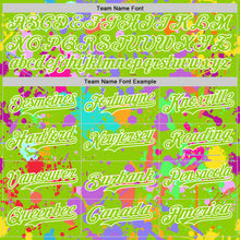 Загрузить изображение в средство просмотра галереи, Custom Graffiti Pattern Neon Green-White Splash Bomber Full-Snap Varsity Letterman Hoodie Jacket
