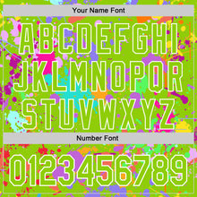 Загрузить изображение в средство просмотра галереи, Custom Graffiti Pattern Neon Green-White Splash Bomber Full-Snap Varsity Letterman Hoodie Jacket
