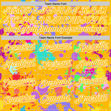 Загрузить изображение в средство просмотра галереи, Custom Graffiti Pattern Gold-White Splash Bomber Full-Snap Varsity Letterman Hoodie Jacket
