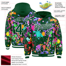 Загрузить изображение в средство просмотра галереи, Custom Graffiti Pattern Kelly Green-White Splash Bomber Full-Snap Varsity Letterman Hoodie Jacket
