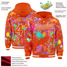 Загрузить изображение в средство просмотра галереи, Custom Graffiti Pattern Orange-White Splash Bomber Full-Snap Varsity Letterman Hoodie Jacket
