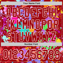 Загрузить изображение в средство просмотра галереи, Custom Graffiti Pattern Red-White Splash Bomber Full-Snap Varsity Letterman Hoodie Jacket
