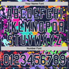 Загрузить изображение в средство просмотра галереи, Custom Graffiti Pattern Navy-White Splash Bomber Full-Snap Varsity Letterman Hoodie Jacket
