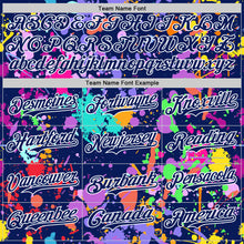 Загрузить изображение в средство просмотра галереи, Custom Graffiti Pattern Royal-White Splash Bomber Full-Snap Varsity Letterman Hoodie Jacket
