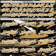 Загрузить изображение в средство просмотра галереи, Custom Figure Old Gold Black-White Fluid Bomber Full-Snap Varsity Letterman Hoodie Jacket
