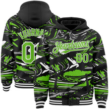 Загрузить изображение в средство просмотра галереи, Custom Figure Aurora Green Black-White Fluid Bomber Full-Snap Varsity Letterman Hoodie Jacket

