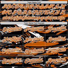 Load image into Gallery viewer, Custom Figure Texas Orange Black-White Fluid Bomber Full-Snap Varsity Letterman Hoodie Jacket
