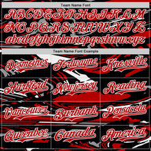 Загрузить изображение в средство просмотра галереи, Custom Figure Red Black-White Fluid Bomber Full-Snap Varsity Letterman Hoodie Jacket
