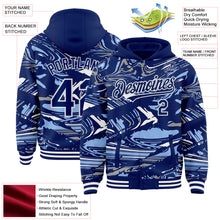 Загрузить изображение в средство просмотра галереи, Custom Figure Royal Light Blue-White Fluid Bomber Full-Snap Varsity Letterman Hoodie Jacket
