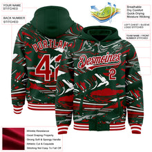 Загрузить изображение в средство просмотра галереи, Custom Figure Red Green-White Fluid Bomber Full-Snap Varsity Letterman Hoodie Jacket
