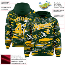 Загрузить изображение в средство просмотра галереи, Custom Figure Gold Green-White Fluid Bomber Full-Snap Varsity Letterman Hoodie Jacket
