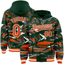 Charger l'image dans la galerie, Custom Figure Orange Green-White Fluid Bomber Full-Snap Varsity Letterman Hoodie Jacket
