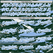 Загрузить изображение в средство просмотра галереи, Custom Figure Light Blue Green-White Fluid Bomber Full-Snap Varsity Letterman Hoodie Jacket
