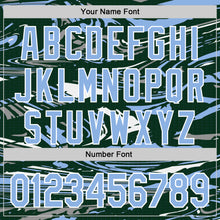 Загрузить изображение в средство просмотра галереи, Custom Figure Light Blue Green-White Fluid Bomber Full-Snap Varsity Letterman Hoodie Jacket
