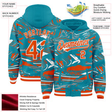 Загрузить изображение в средство просмотра галереи, Custom Figure Orange Teal-White Fluid Bomber Full-Snap Varsity Letterman Hoodie Jacket
