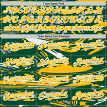 Загрузить изображение в средство просмотра галереи, Custom Figure Gold Kelly Green-White Fluid Bomber Full-Snap Varsity Letterman Hoodie Jacket
