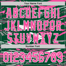 Загрузить изображение в средство просмотра галереи, Custom Figure Pink Kelly Green-White Fluid Bomber Full-Snap Varsity Letterman Hoodie Jacket
