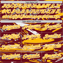 Загрузить изображение в средство просмотра галереи, Custom Figure Gold Crimson-White Fluid Bomber Full-Snap Varsity Letterman Hoodie Jacket
